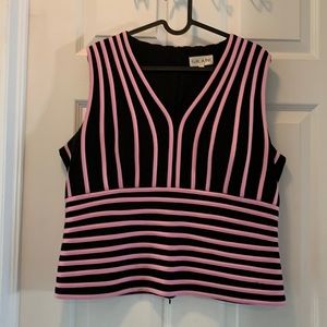 Vintage GILANI black sleeveless dressy top with pink satiny trim